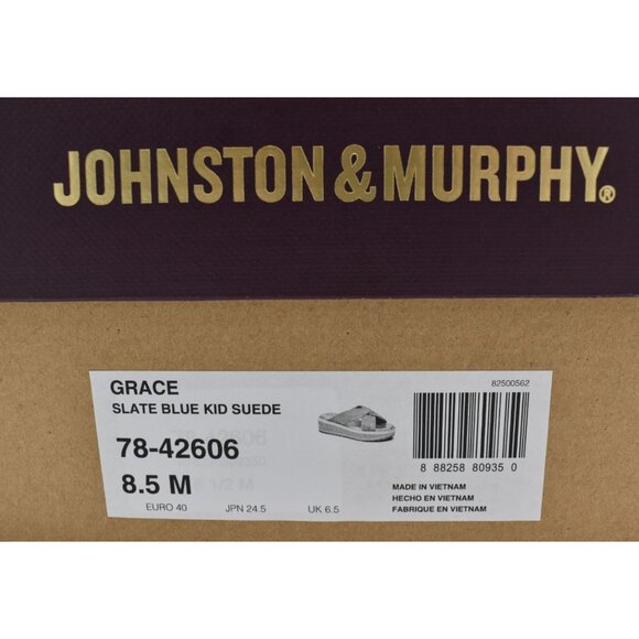 Johnston & Murphy Women Size 8.5 Grace Cross Band Slate Blue Suede Slide Sandals - Picture 14 of 14